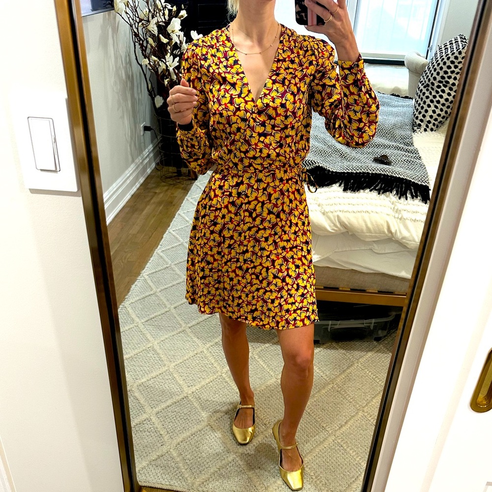 Saloni Yellow Floral Lea Wrap Dress size 2